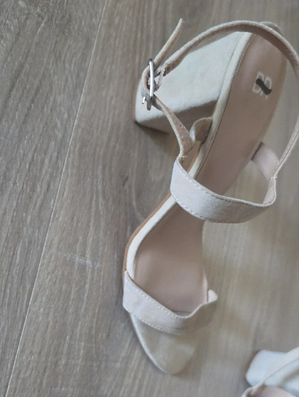 bp Light Beige Strappy Block Heel Sandals
